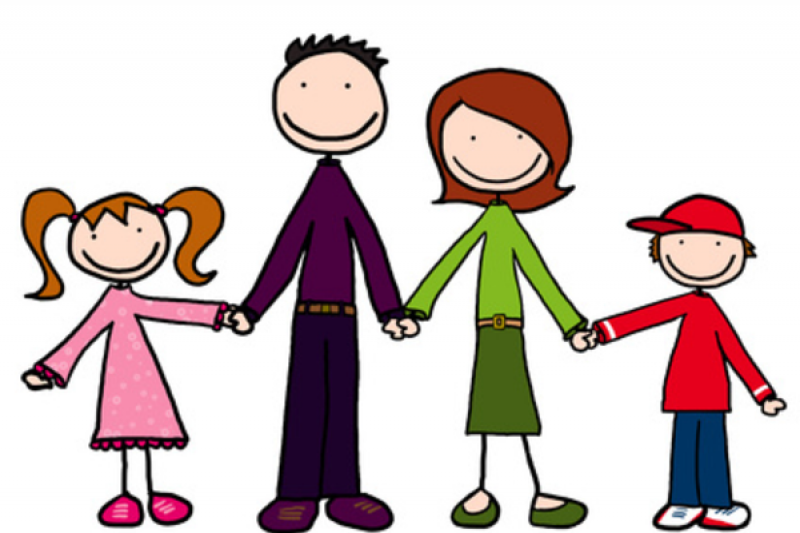 4 person family clipart cute