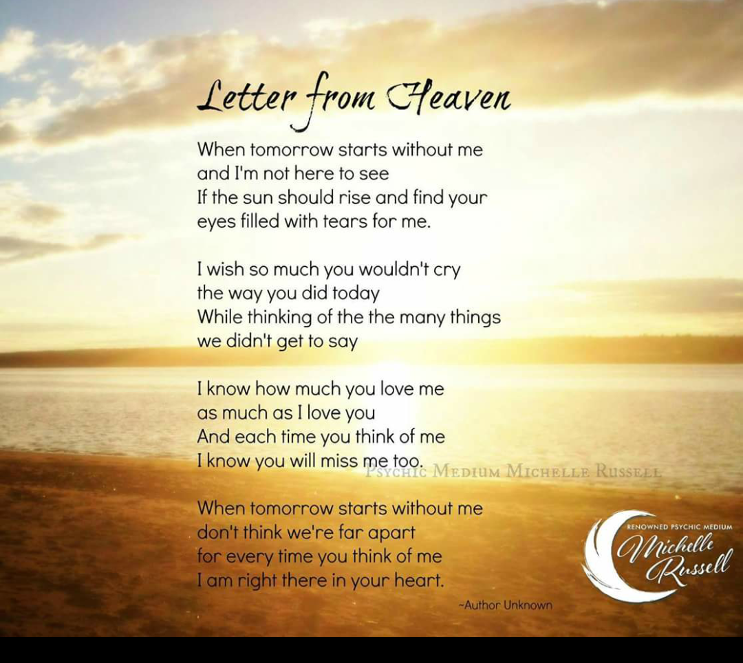 Funeral Printable Version When Tomorrow Starts Without Me Poem