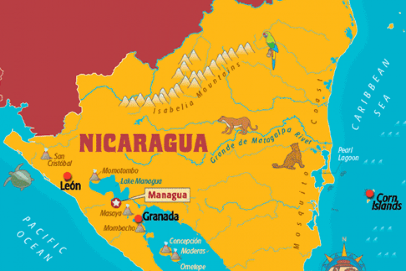Покажи на карте никарагуа. Никарагуа на карте. Никарагуа физическая карта. Никарагуа географическое положение.